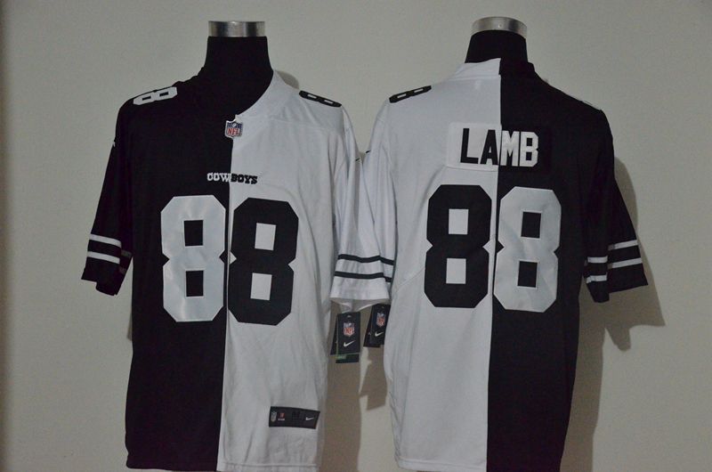 Men Dallas cowboys #88 Lamb Black white Half version 2020 Nike NFL Jerseys->baltimore ravens->NFL Jersey